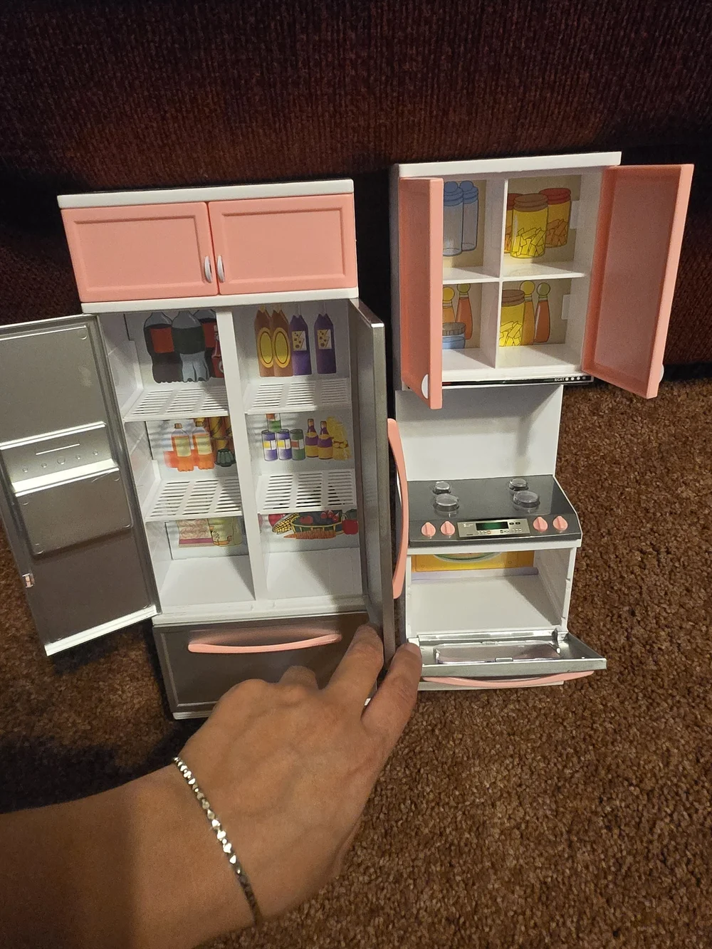 Othr Pink and Gray Toy Kitchen Refrigerator & Oven Set